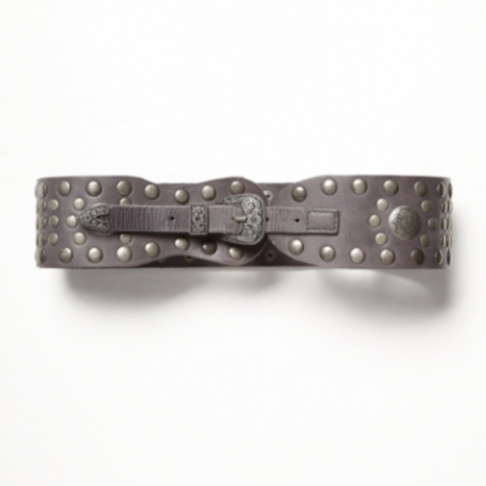 NWOT Free People Leather Studded Denver Belt Grey